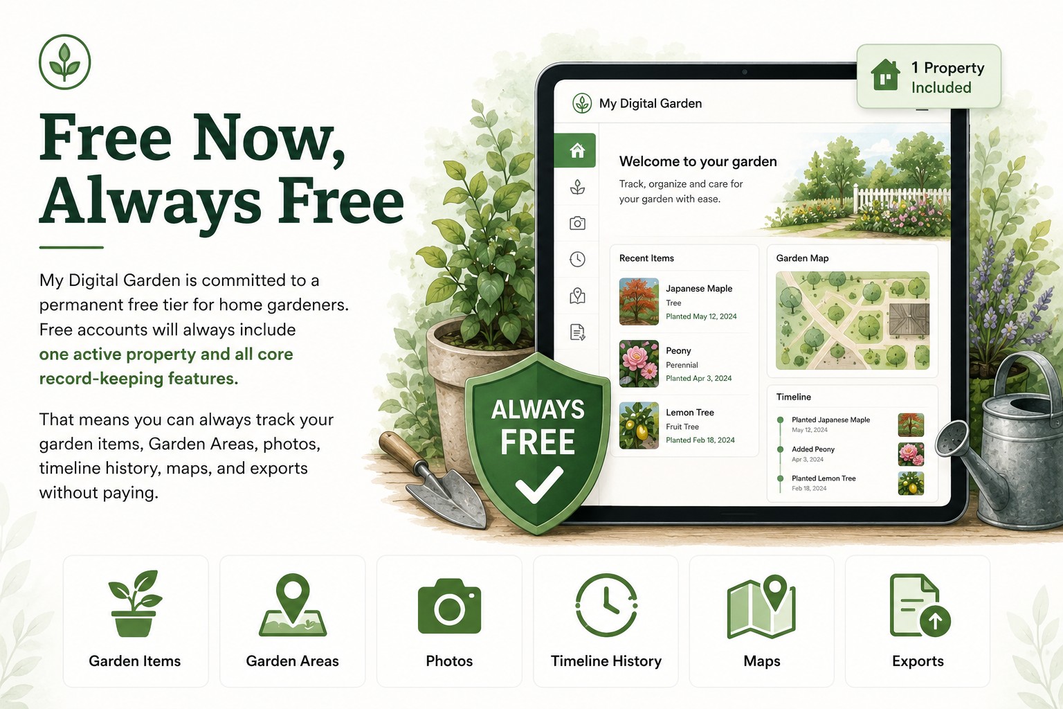 Free Now, Always Free promise graphic